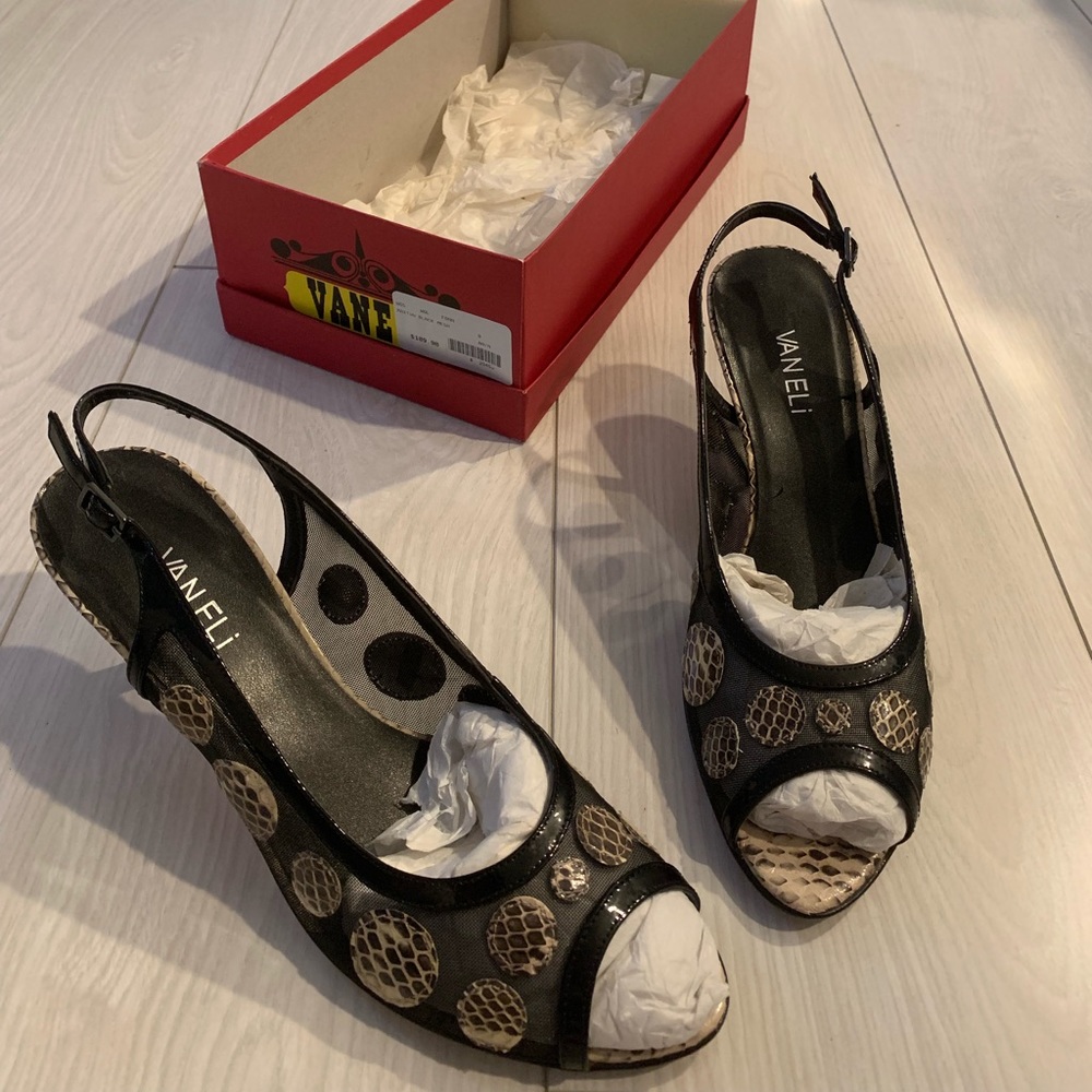 Vaneli black mesh heels